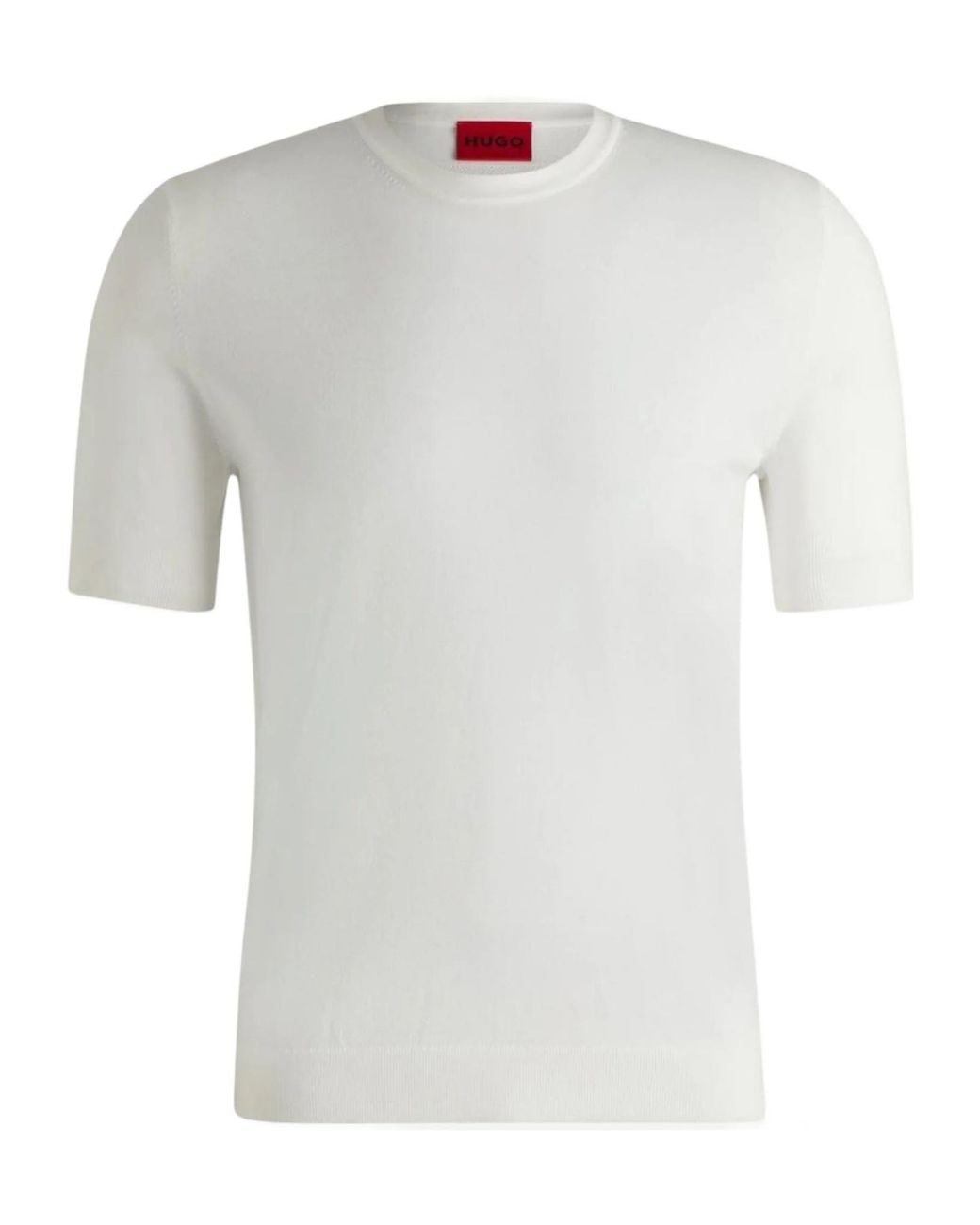 Boss White Short-Sleeve Knit Sweater for men
