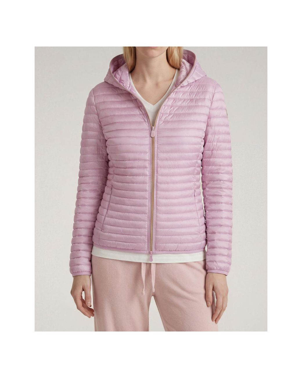 Save The Duck Purple Zip-Up Hooded Quilted Jacket
