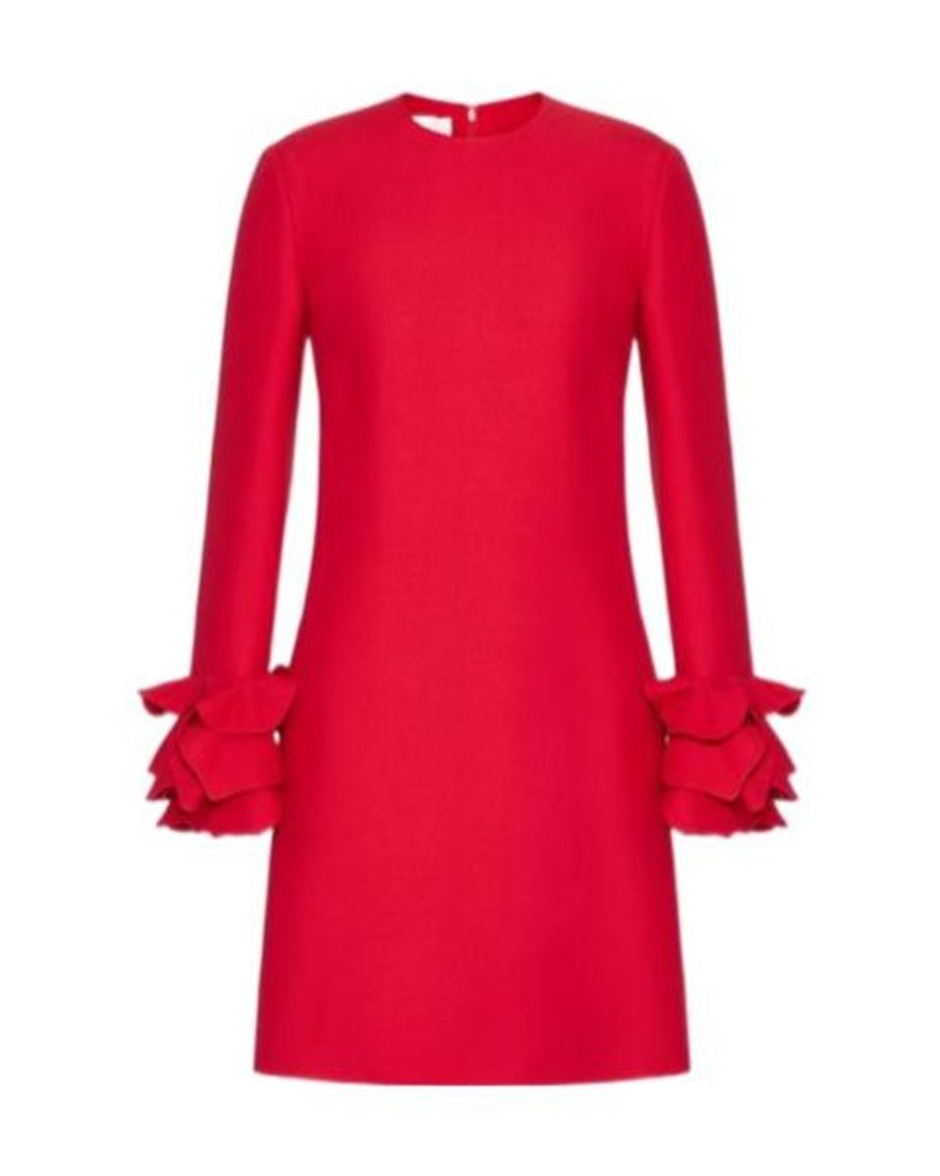 Valentino Red Floral Embellished Crewneck Dress