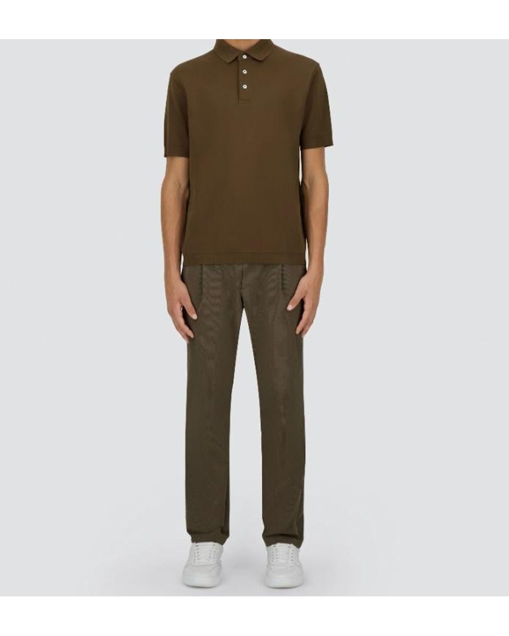 Herno Green Short-Sleeved Knitted Polo Shirt for men
