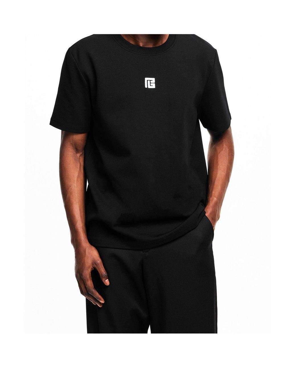Balmain Black Logo Short-Sleeved T-Shirt for men