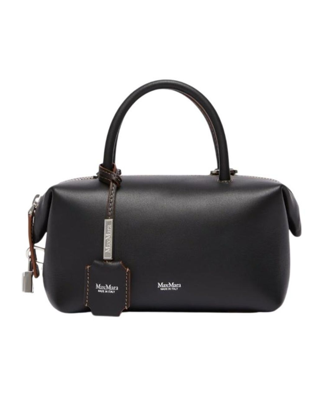 Max Mara Black Small Natural Leather Bowler Bag