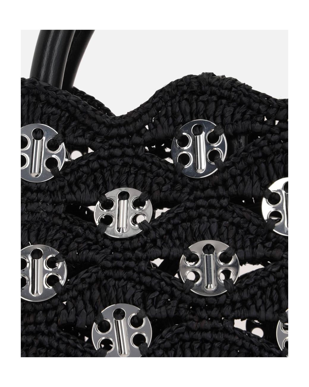 Rabanne Black Disc Detailed Woven Tote Bag