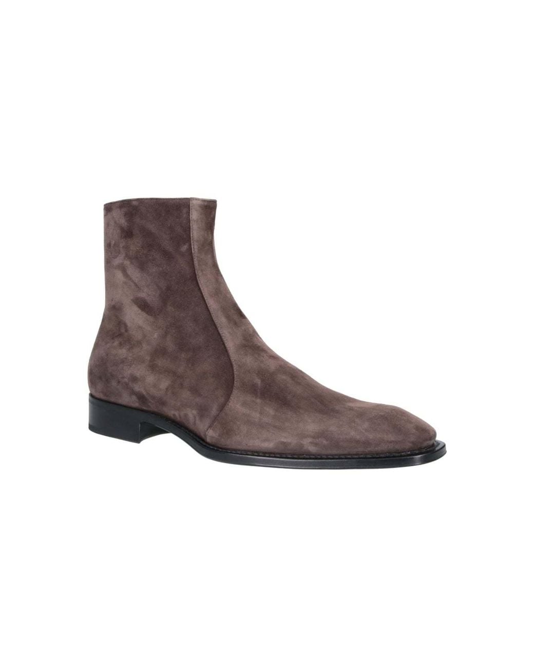 Saint Laurent Brown Almond Toe Ankle Boots for men