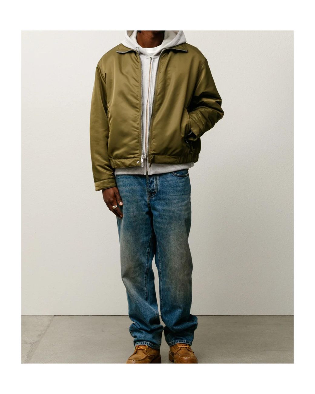 Stussy Green Zip-Up Bomber Jacket for men