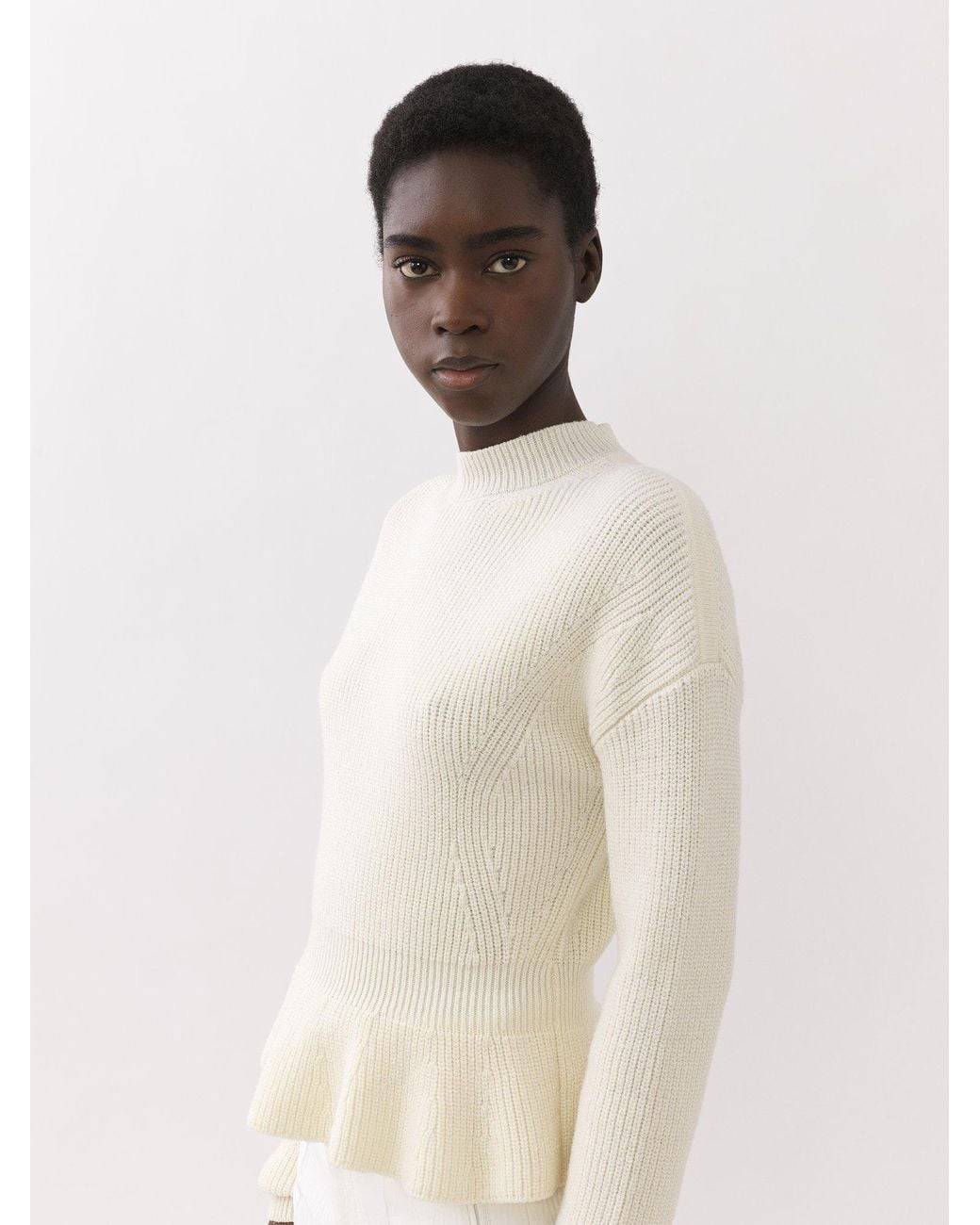 Chloé White Chloé Peplum Knitted Jumper