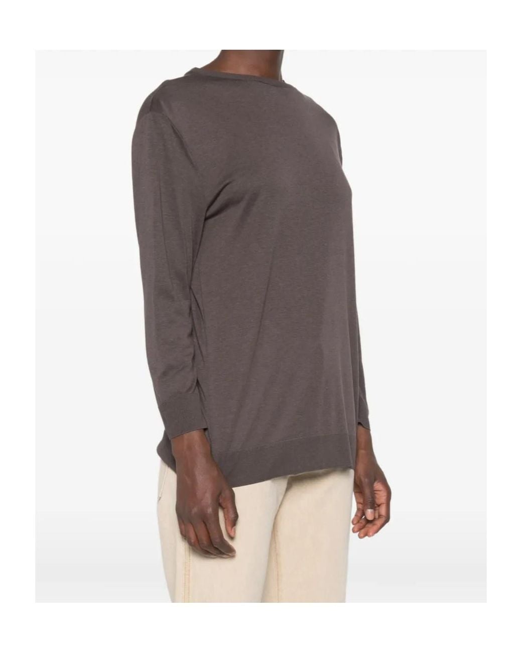 Herno Brown Crew-Neck Long-Sleeve Top