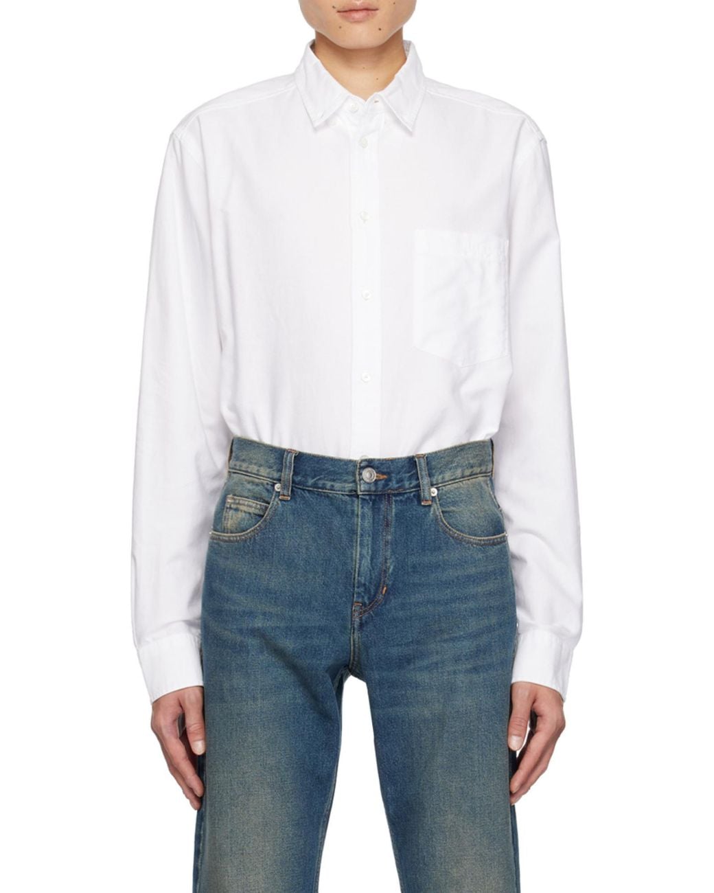 Isabel Marant White Jasolo Logo Embroidered Long-Sleeve Shirt for men