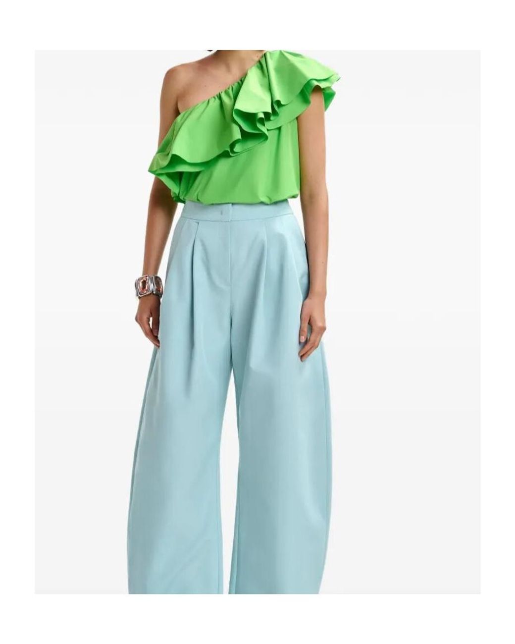 Essentiel Antwerp Green 'Jillian' Asymmetric Ruffle Top