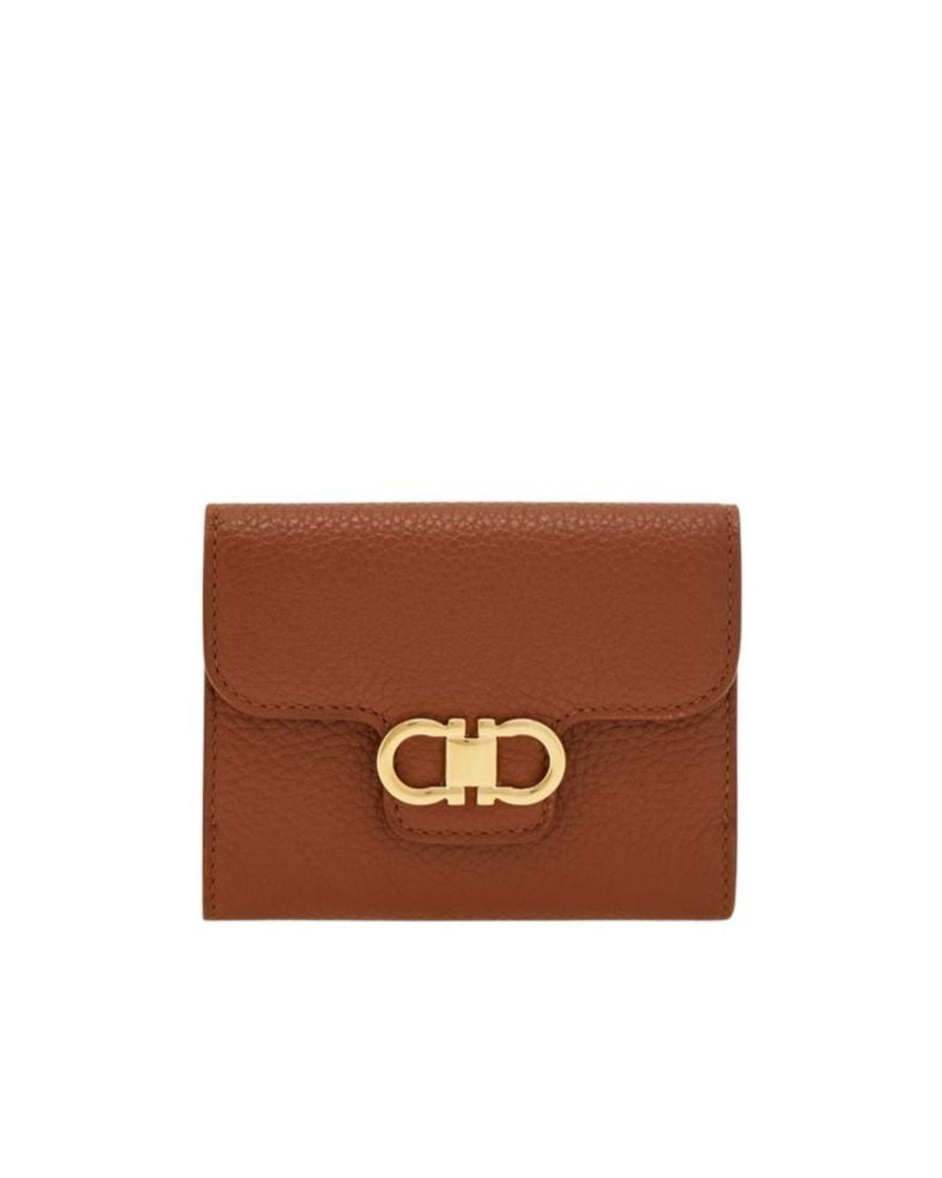 Ferragamo Brown Gancini Compact Wallet