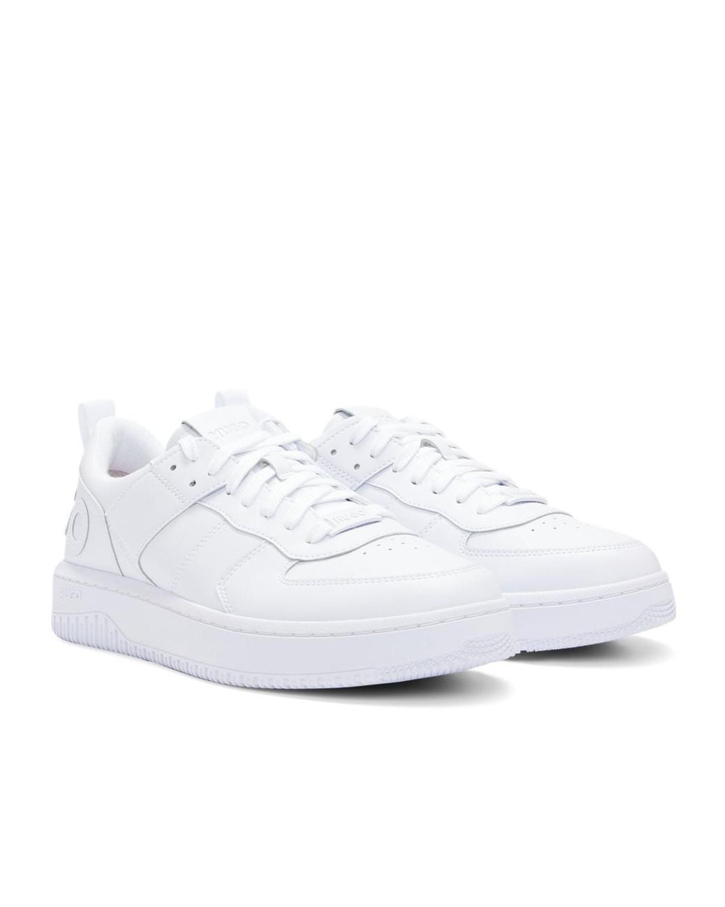 Boss White Logo-Embossed Low-Top Sneakers for men