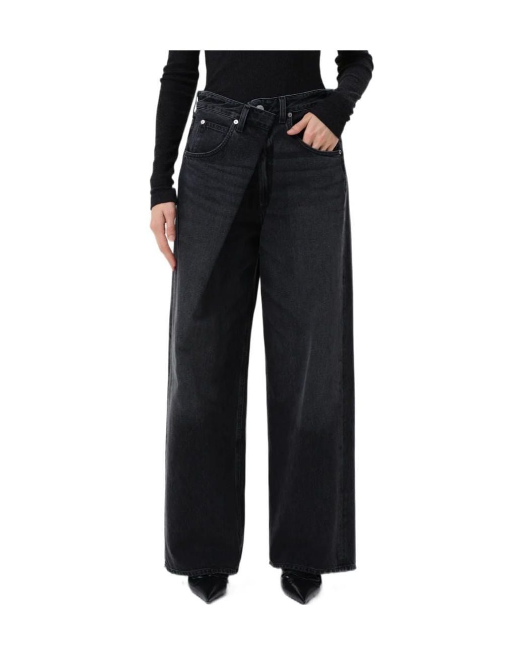 Agolde Black Vana Wide-Leg Jeans