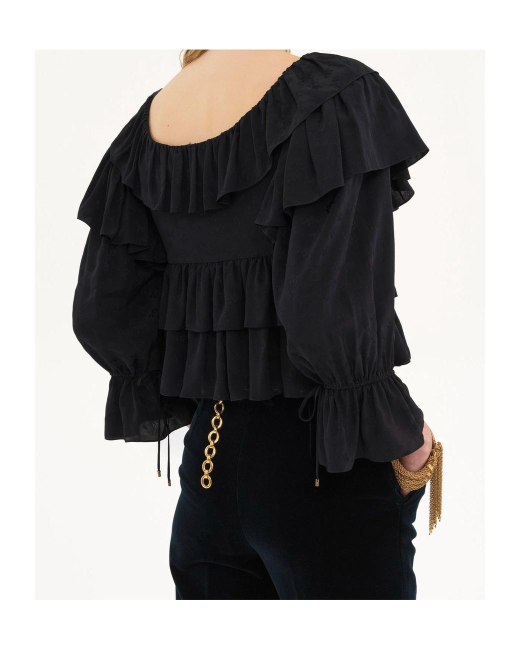 Chloé Black Chloé Ruffled Cropped Blouse