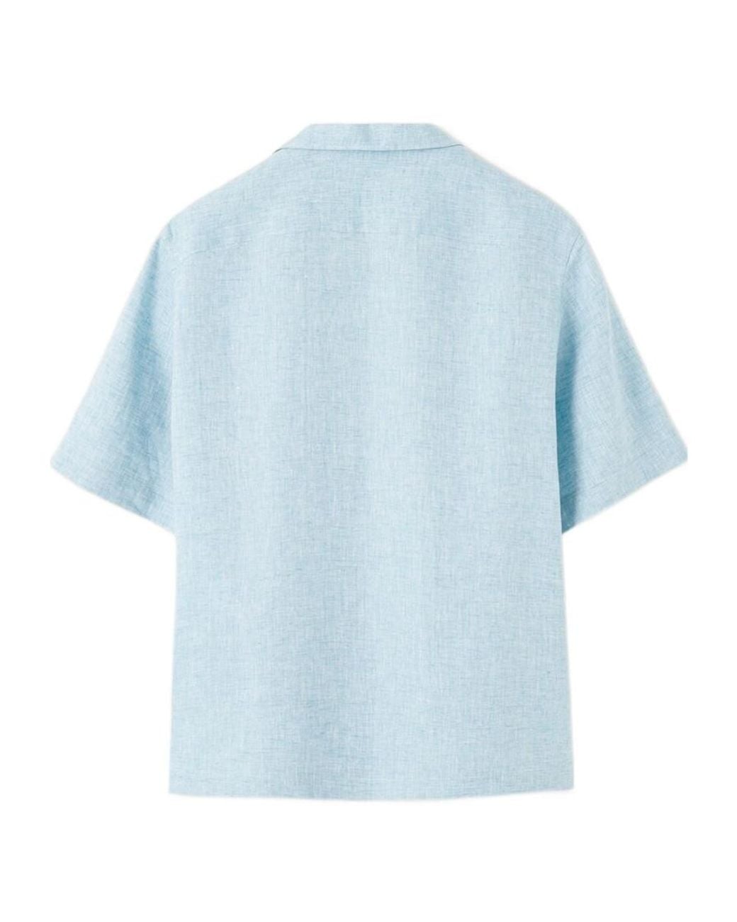 Loro Piana Blue Short-Sleeved Shirt for men