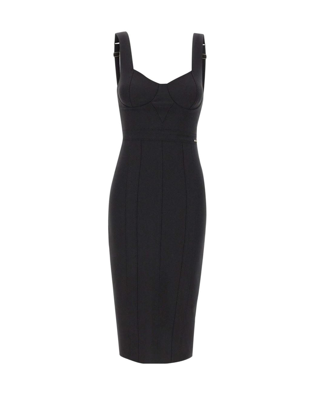 Elisabetta Franchi Black Bustier Midi Dress