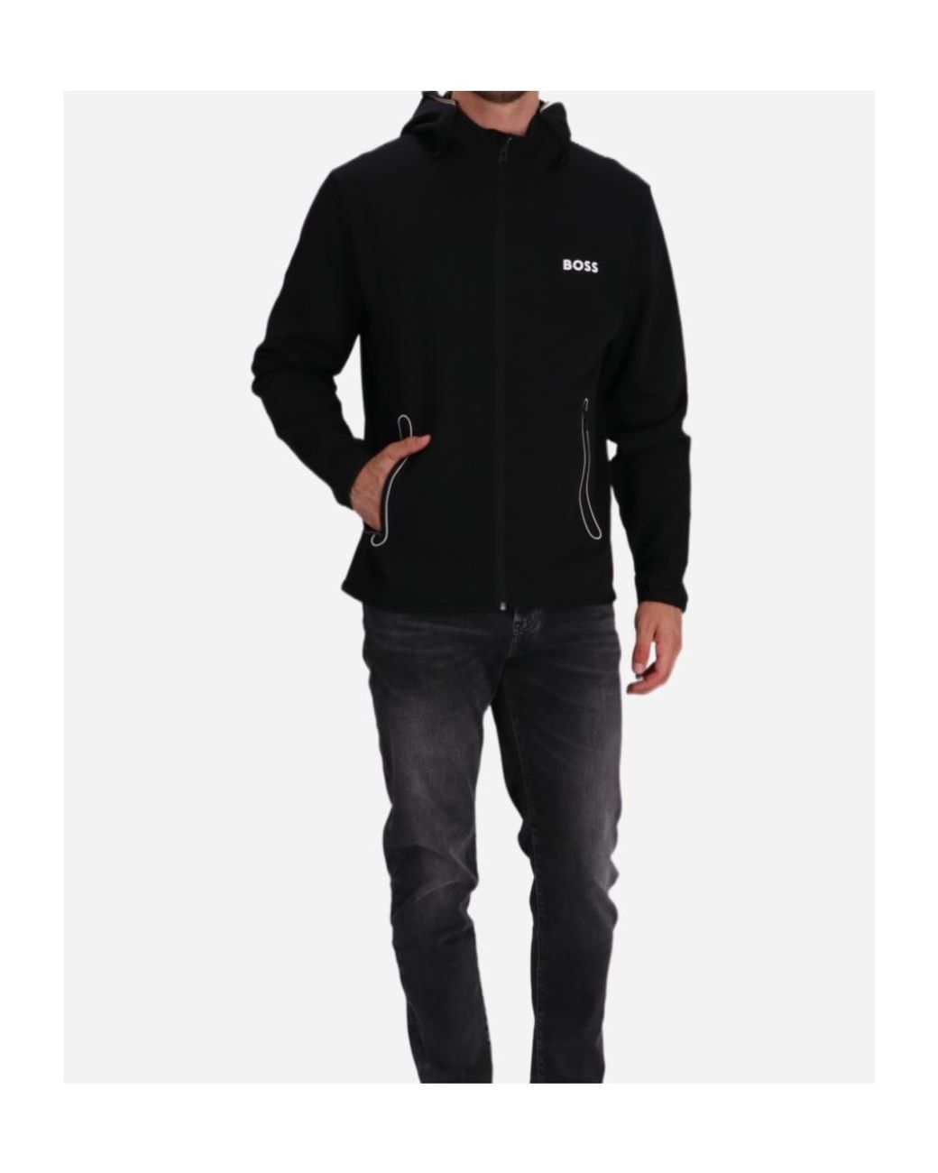 Boss Black Boss Logo-Printed Zipped Hoodie for men