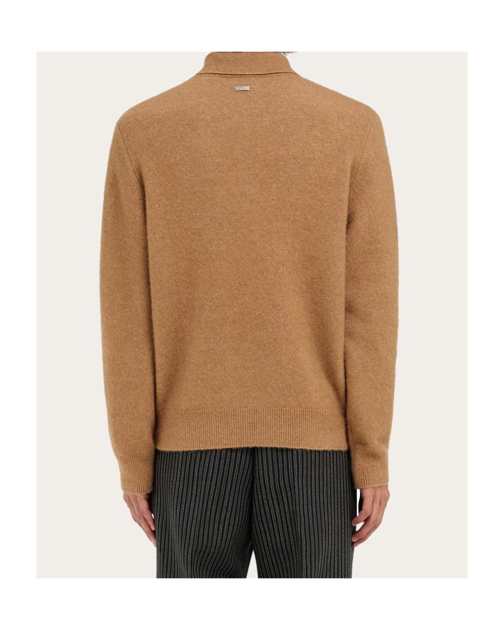 Ferragamo Brown Ferragamo Button Detailed Knitted Polo Shirt for men