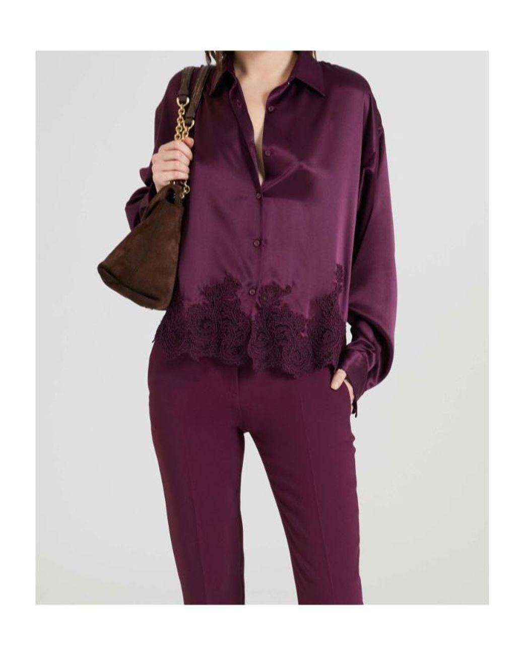 Ermanno Scervino Purple Satin Lace Shirt