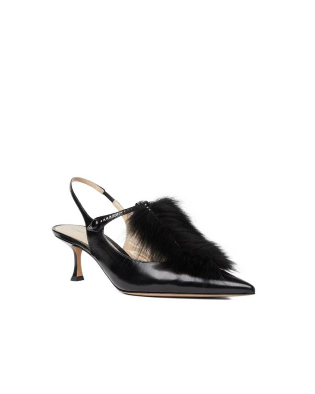 Fendi Black Noir T-Strap Slingback Pumps