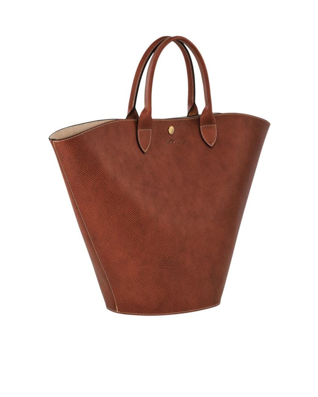 Longchamp Brown Xl Épure Logo Debossed Tote Bag