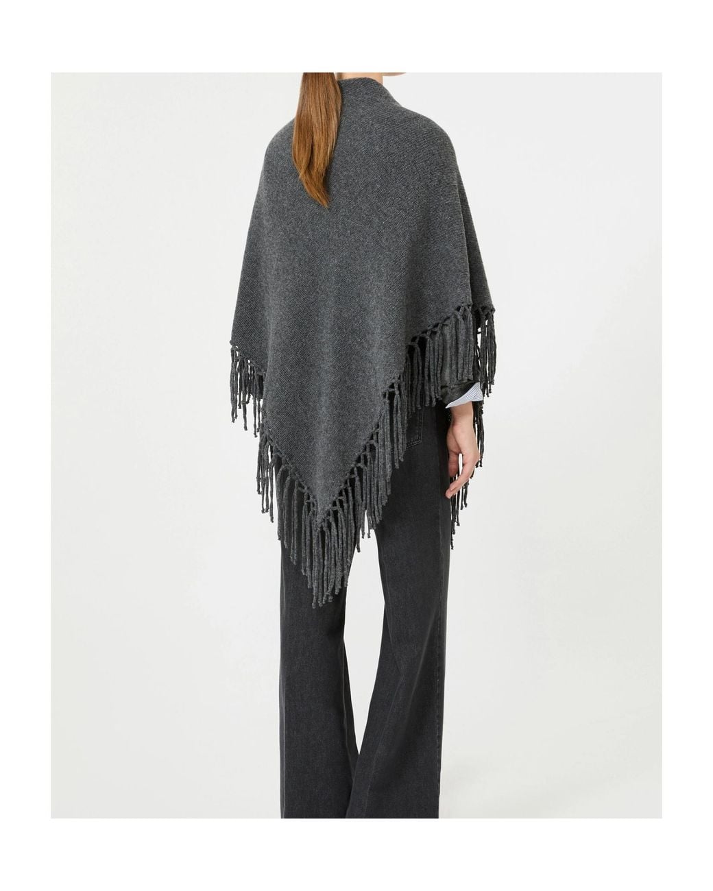Weekend by Maxmara Gray Fringed Wool Shawl