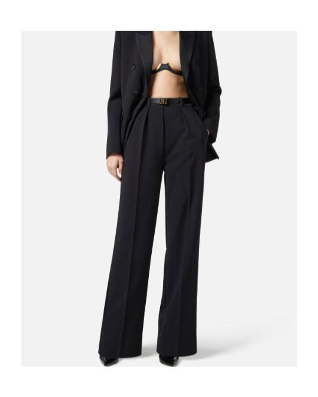 Elisabetta Franchi Black Straight-Leg Tailored Trousers