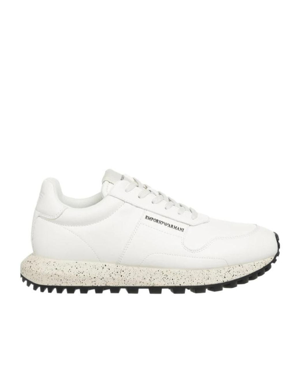 Emporio Armani White Round Head Lacing Casual Sneakers for men