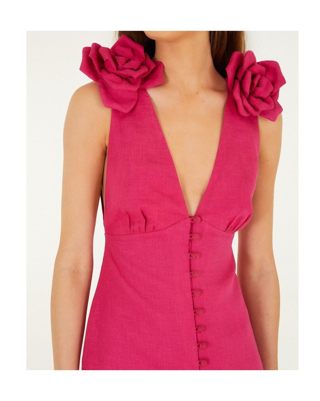 Farm Rio Red Rose-Detail Mini Dress