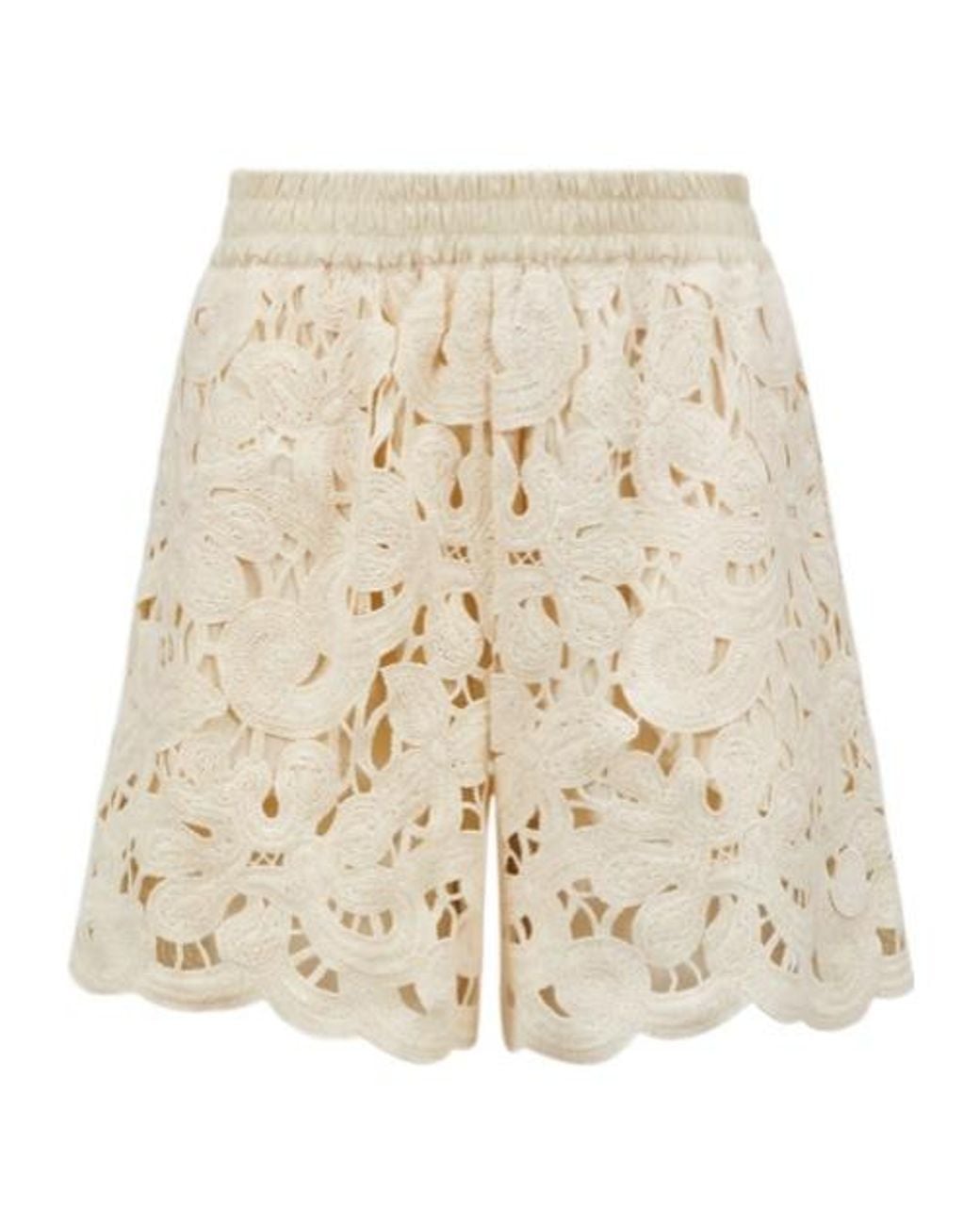 Moncler Natural Floral Macramé Shorts
