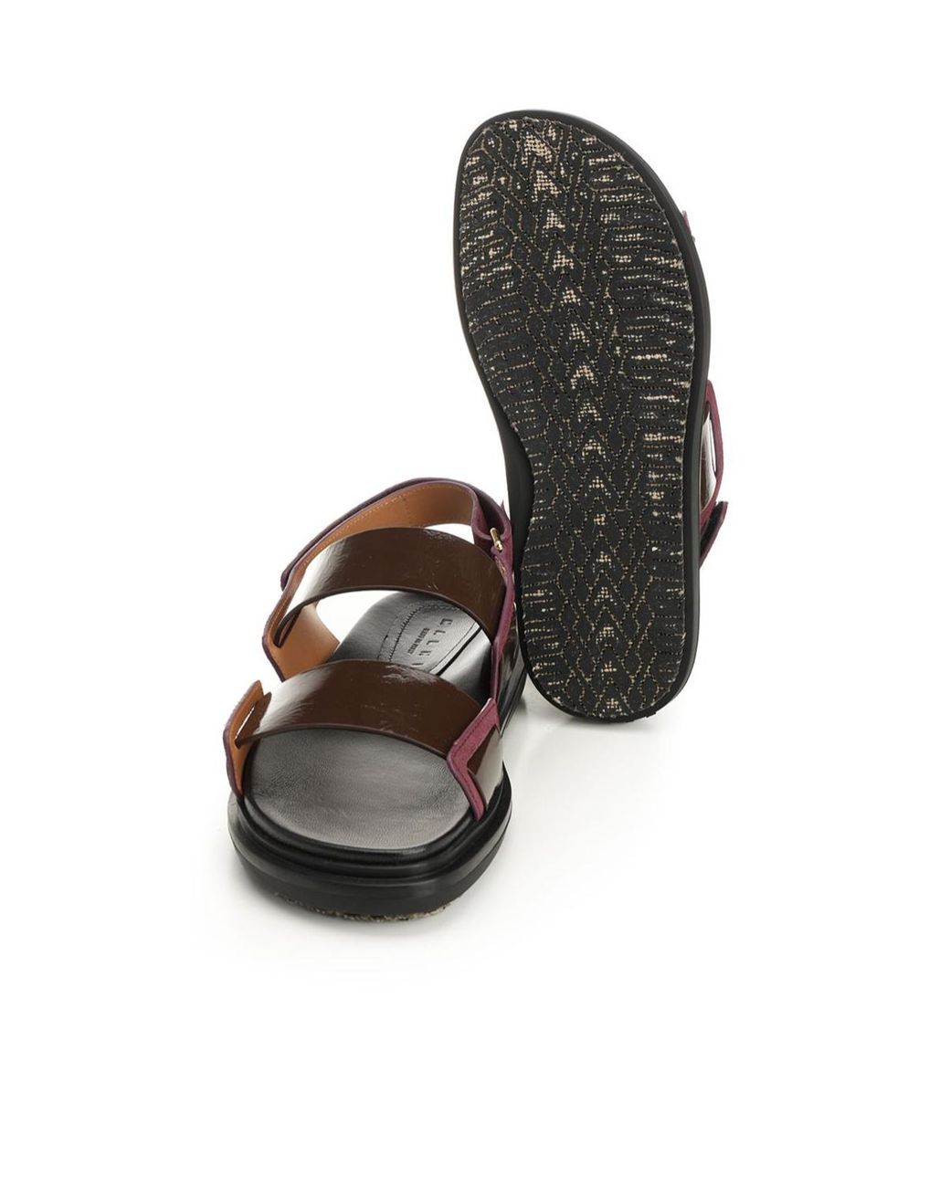 Marni Brown Fussbett Two-Tone Leather Slingback Sandals