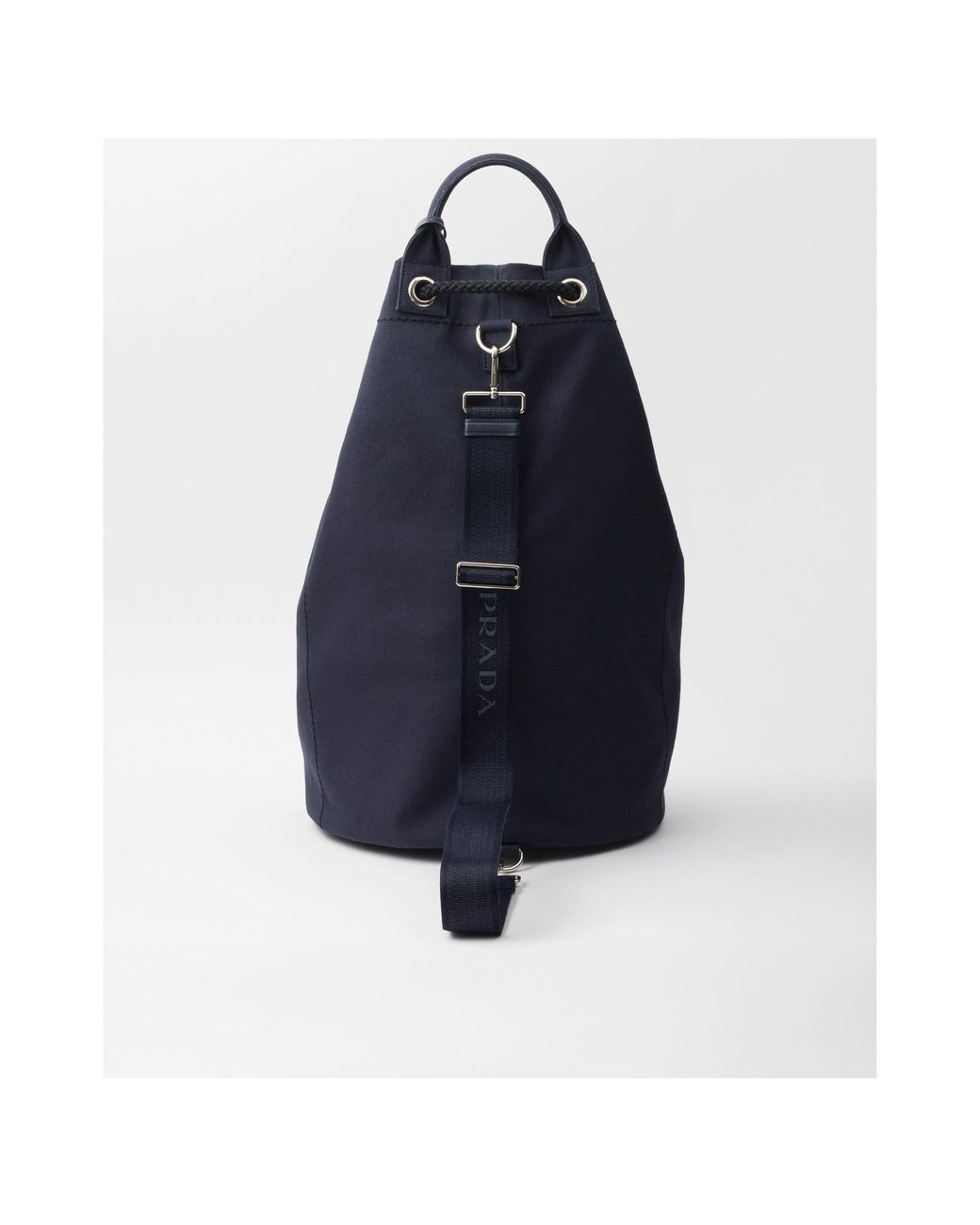 Prada Blue Canvas Drawstring Duffle Bag for men