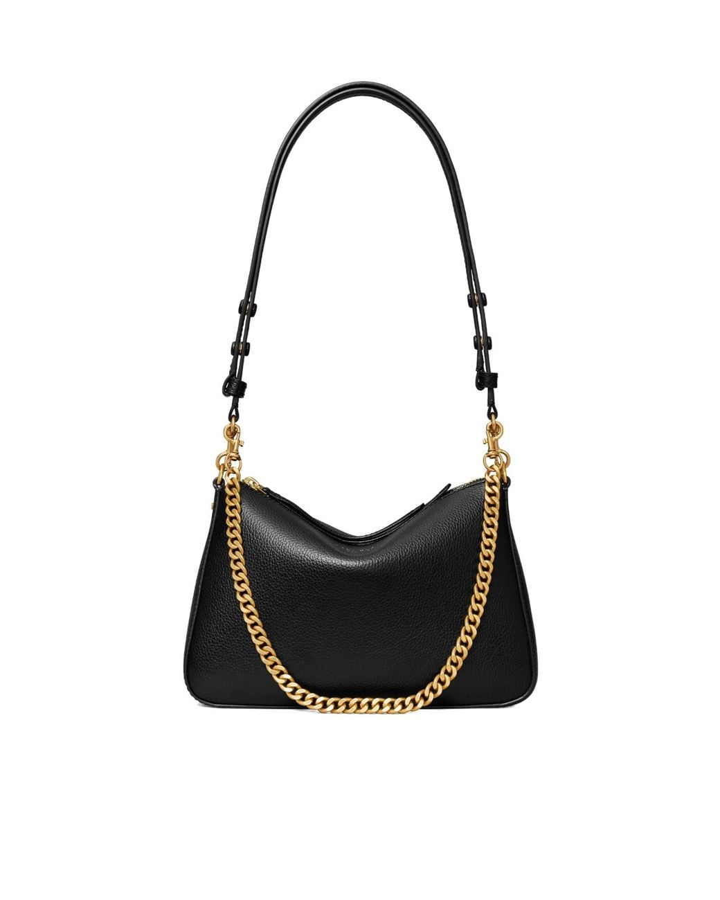 Tory Burch Black Perry Zip-Top Leather Shoulder Bag