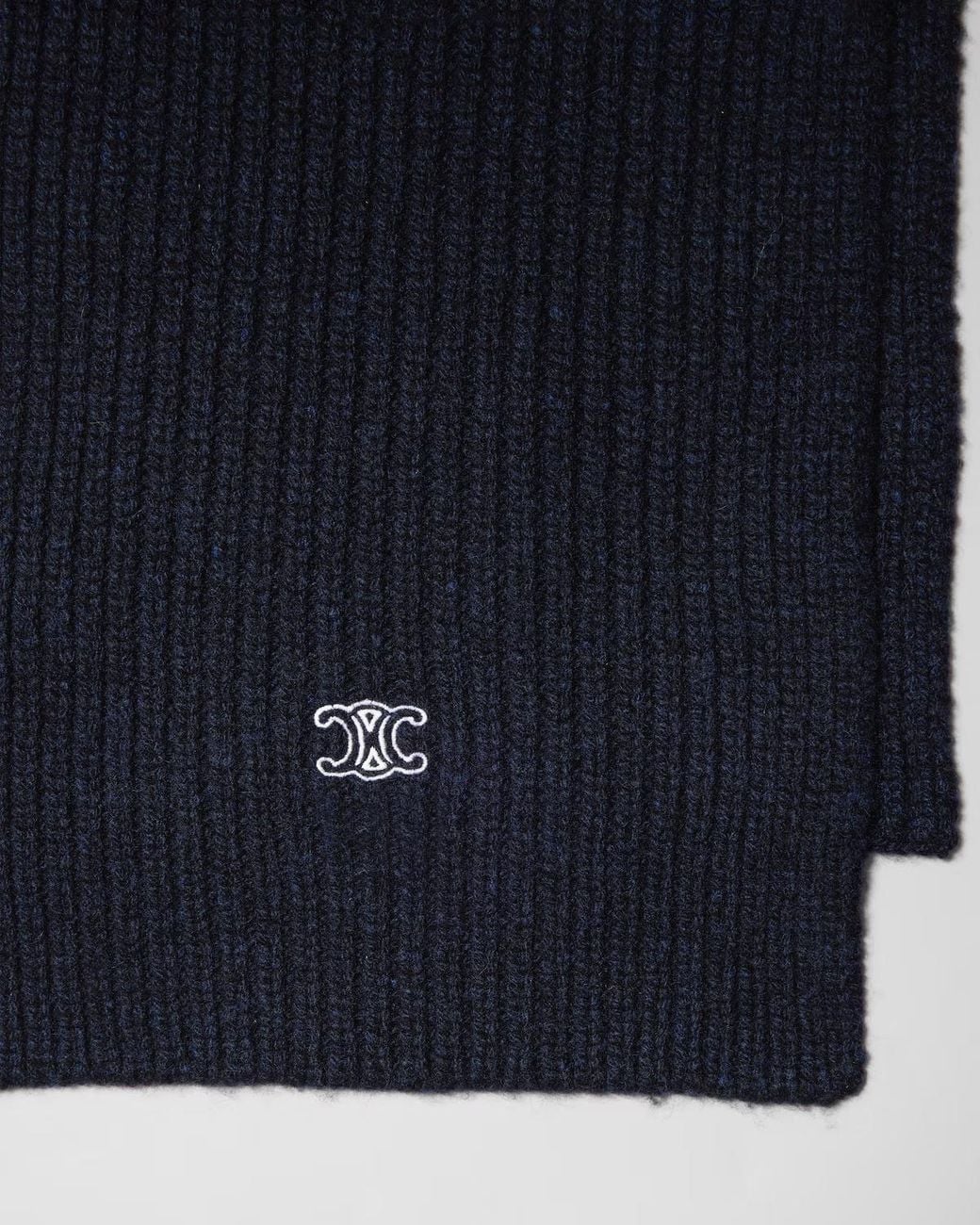 Céline Blue Ribbed Cashmere Scarf