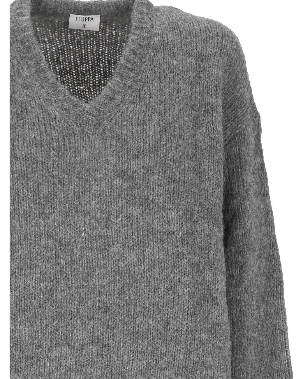 Filippa K Gray Oversized V-Neck Knitted Sweater