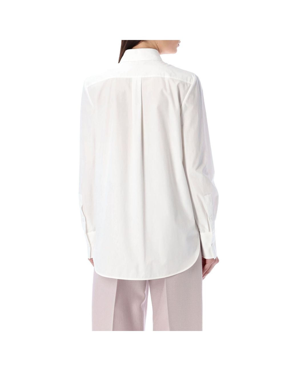 Valentino White Curved Hem Smoking Shirt