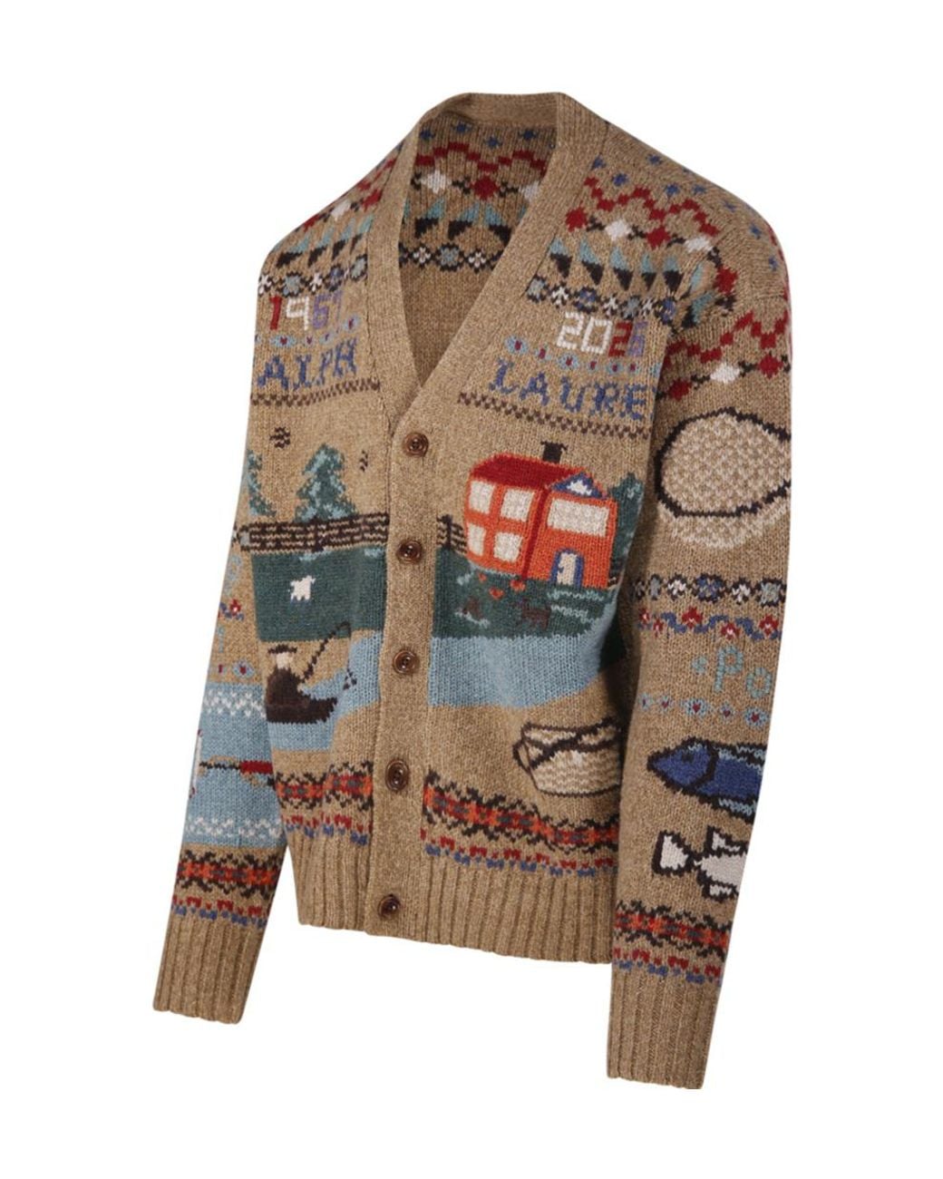 Polo Ralph Lauren Gray Panorama Intarsia Cardigan for men