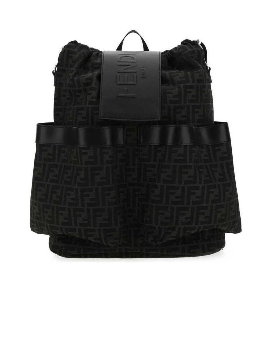 Fendi Black Ff Motif Drawstring Backpack for men