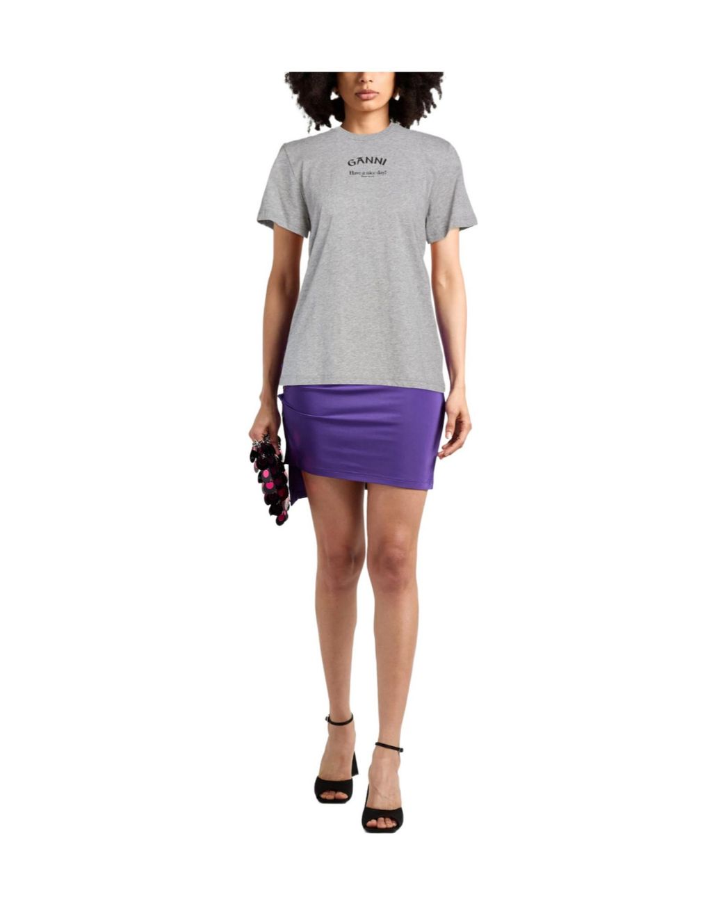 Ganni Gray Printed Shortsleeve Tshirt