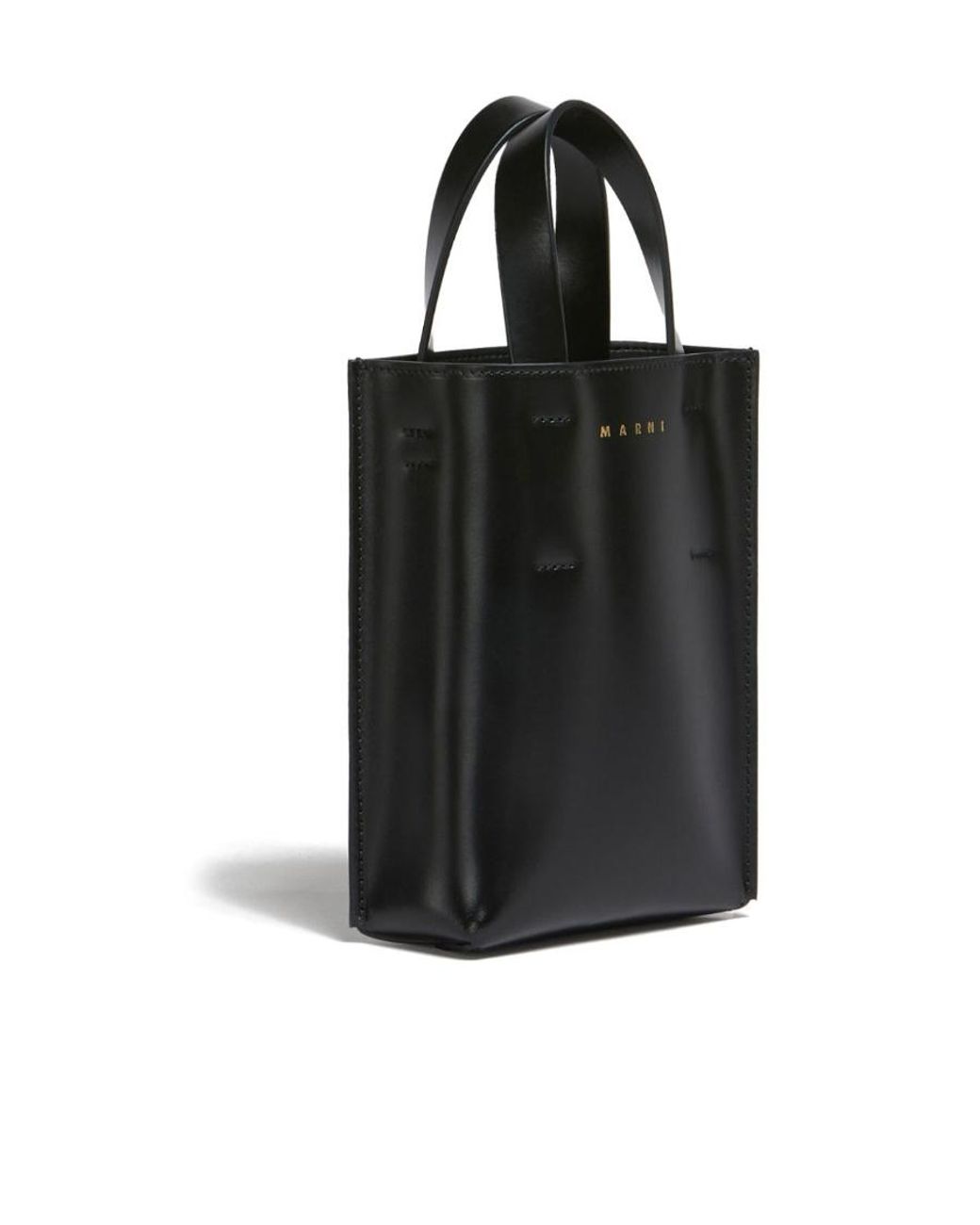 Marni Black Logo Printed Top Handle Bag