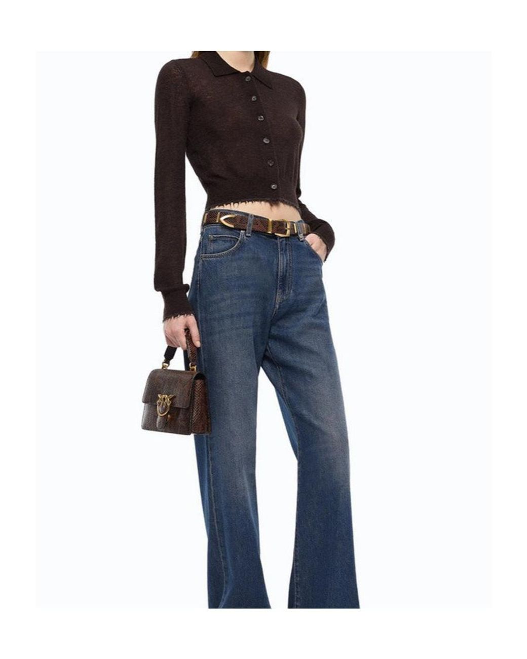 Pinko Brown ボタンアップ フィットカーディガン
