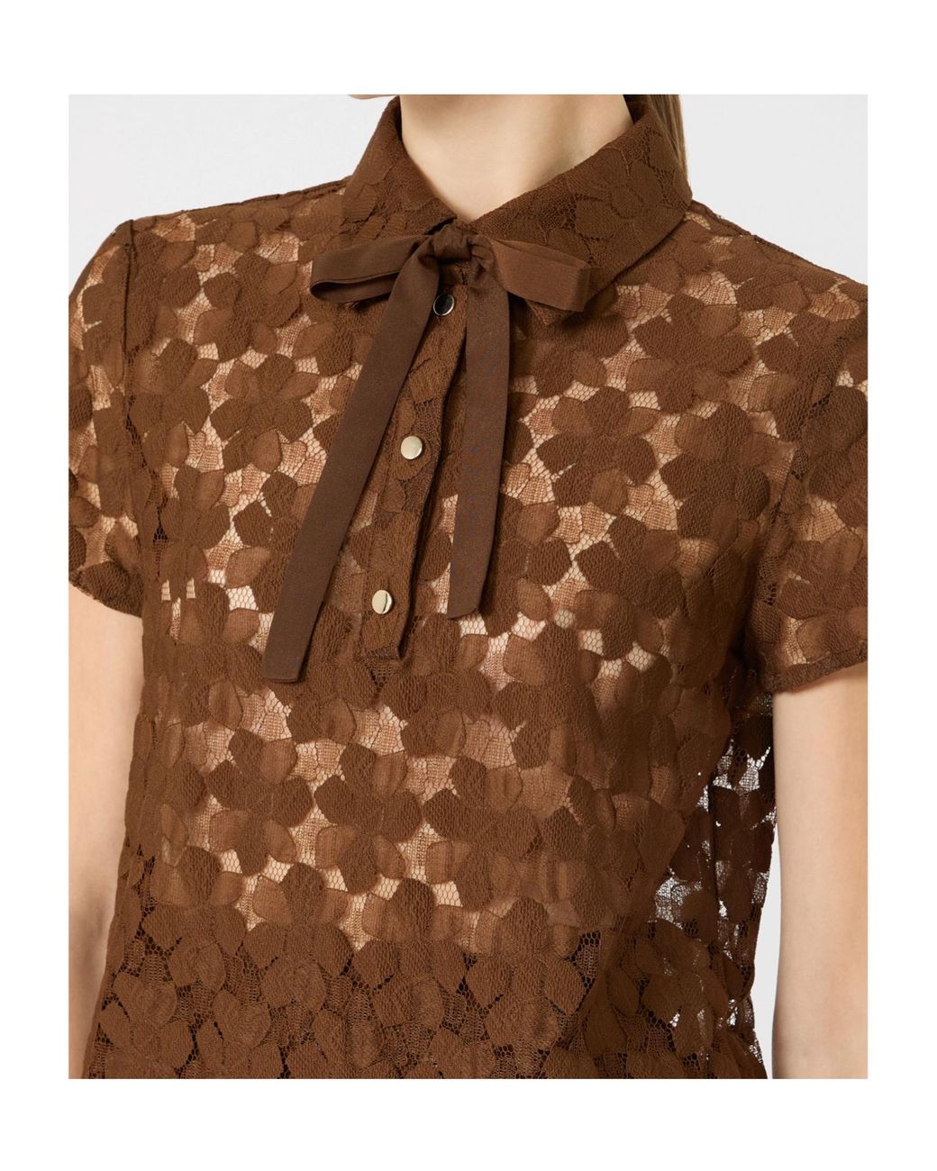 Max Mara Brown Studio Lace T-Shirt