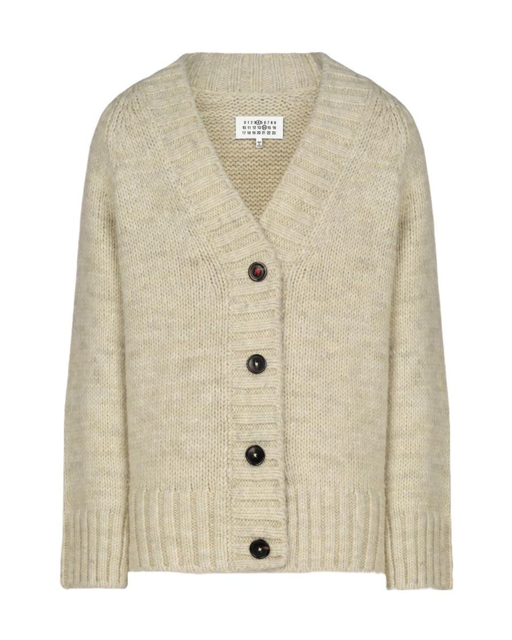 Maison Margiela Natural V-Neck Knitted Cardigan