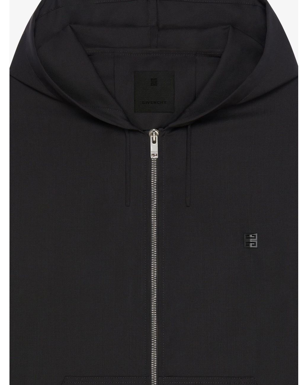Givenchy Black 4G Plaque Zip-Up Hoodie for men