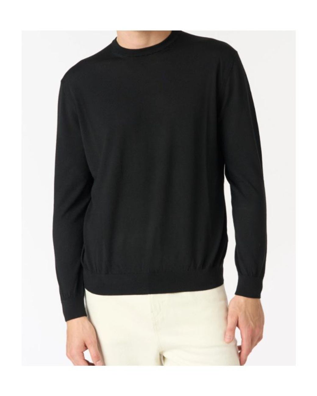 Malo Black Basic Crewneck Knitwear for men