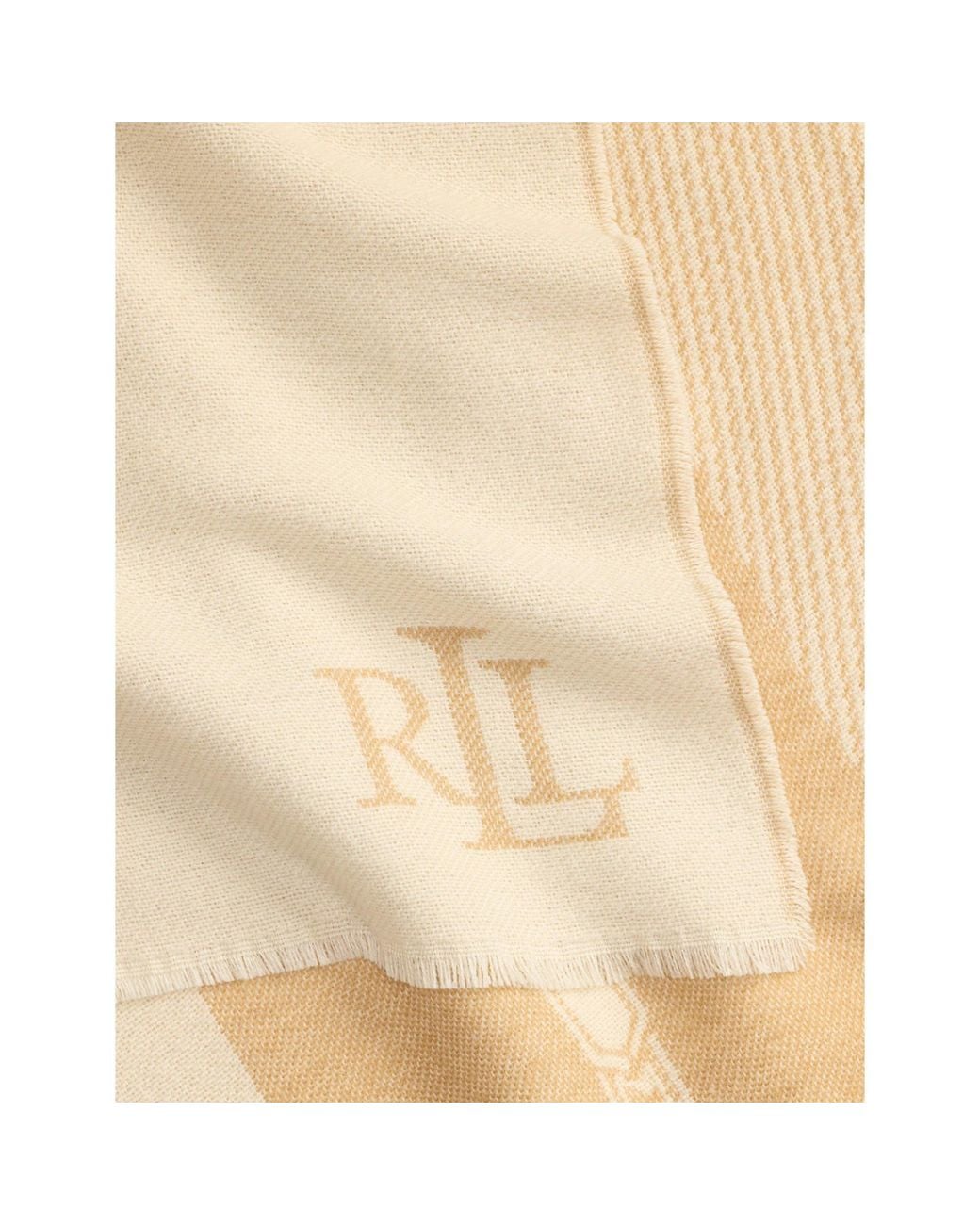 Ralph Lauren White Vertical Stripe Jacquard Long Scarf