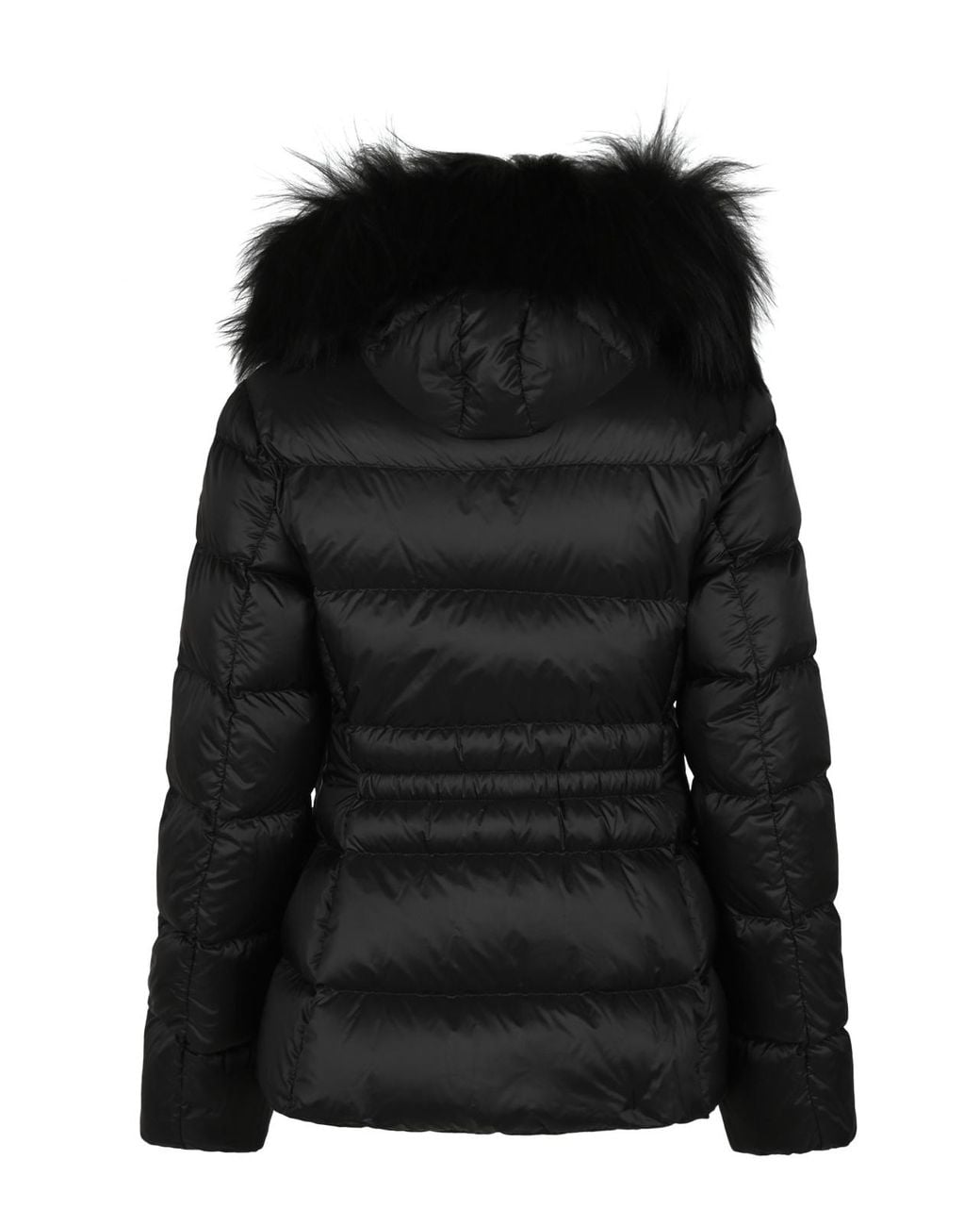 Moncler Black Boed Fur-Trim Hooded Padded Jacket