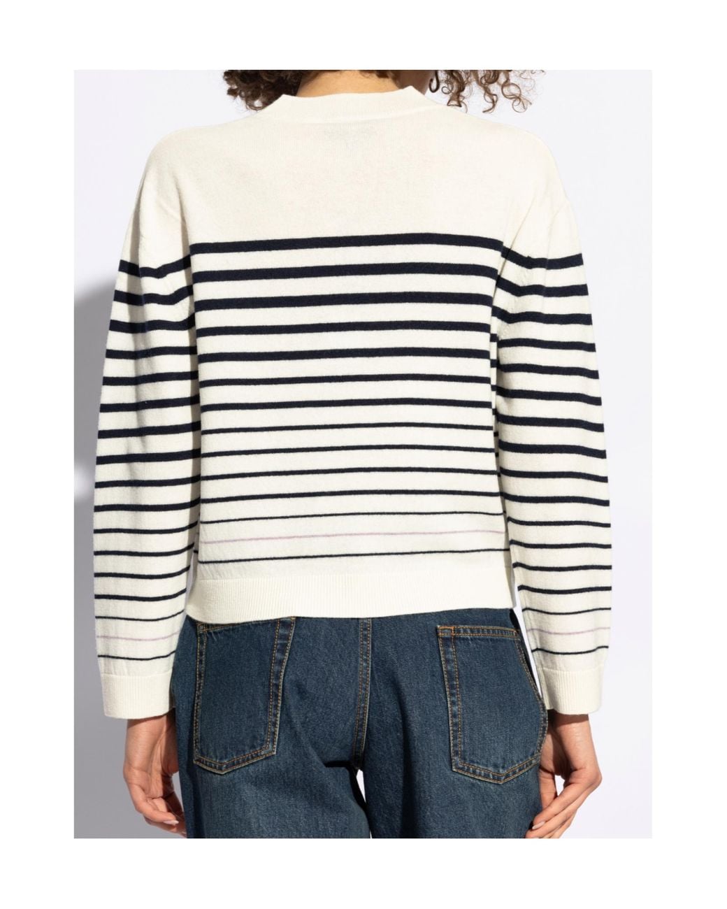 A.P.C. White Striped Knit Jumper