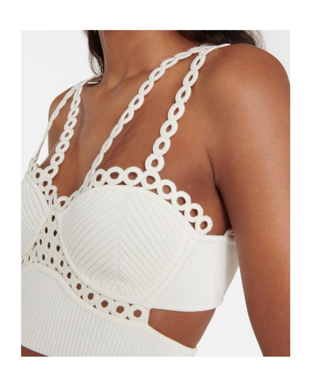 Jonathan Simkhai White Ribbed Openwork Top