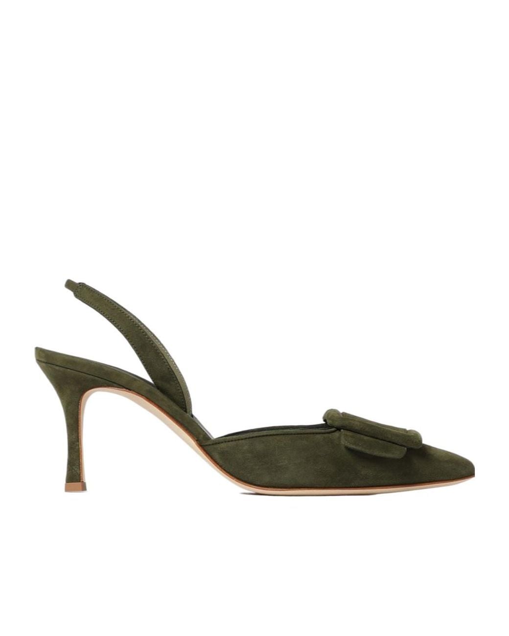 Manolo Blahnik Green Open-Back High-Heeled Sandals
