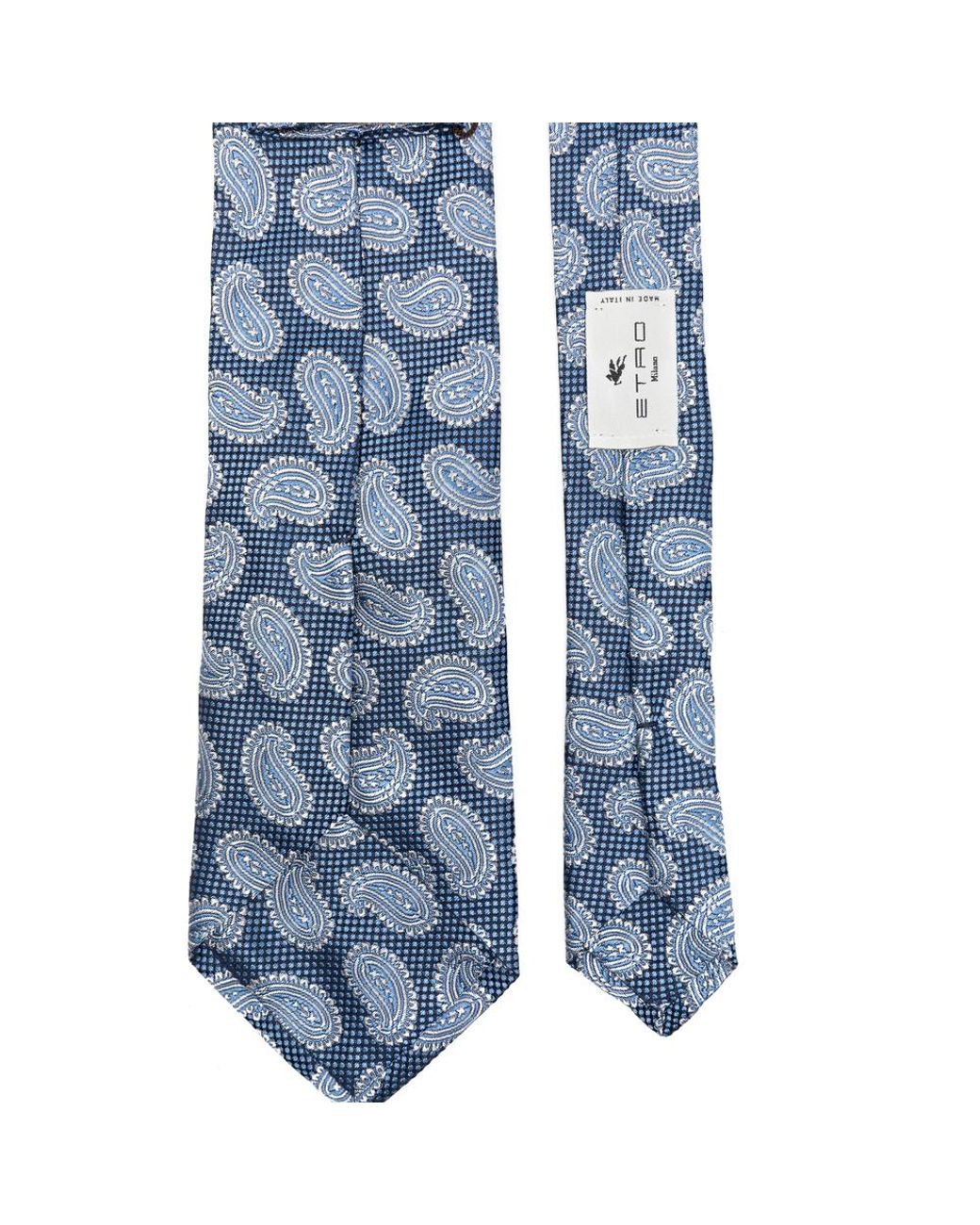 Etro Blue Pattern Jacquard Pointed-Tip Tie for men